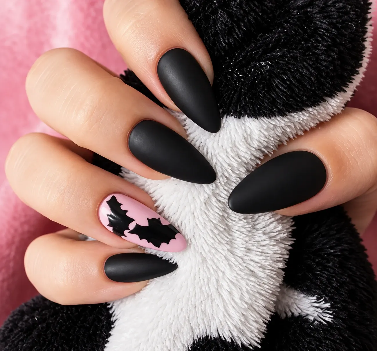 Black cherry cat-eye Halloween nails with a moody magnetic finish