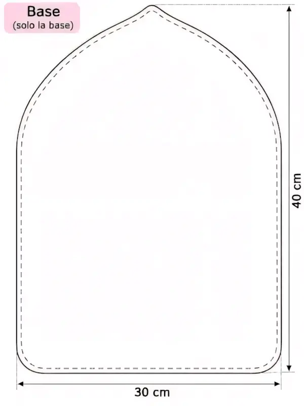 Arched felt nativity backing base pattern measuring 40 by 30 centimeters