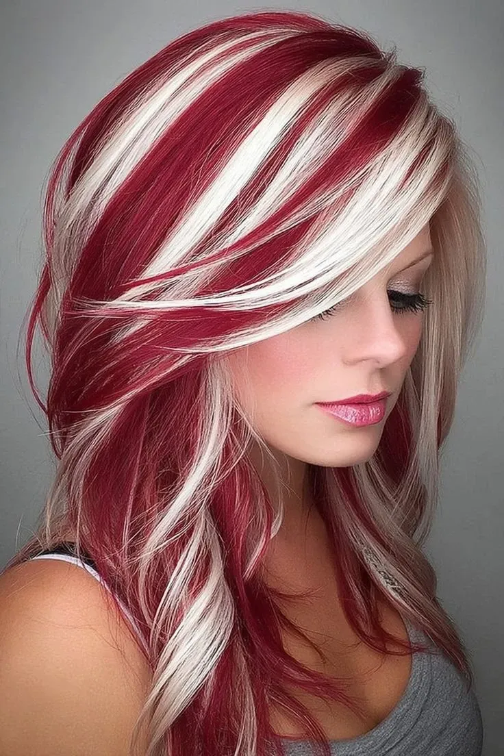 Pinterest-inspired burgundy blonde and purple hair colors with layered cuts for 2026 and 2027